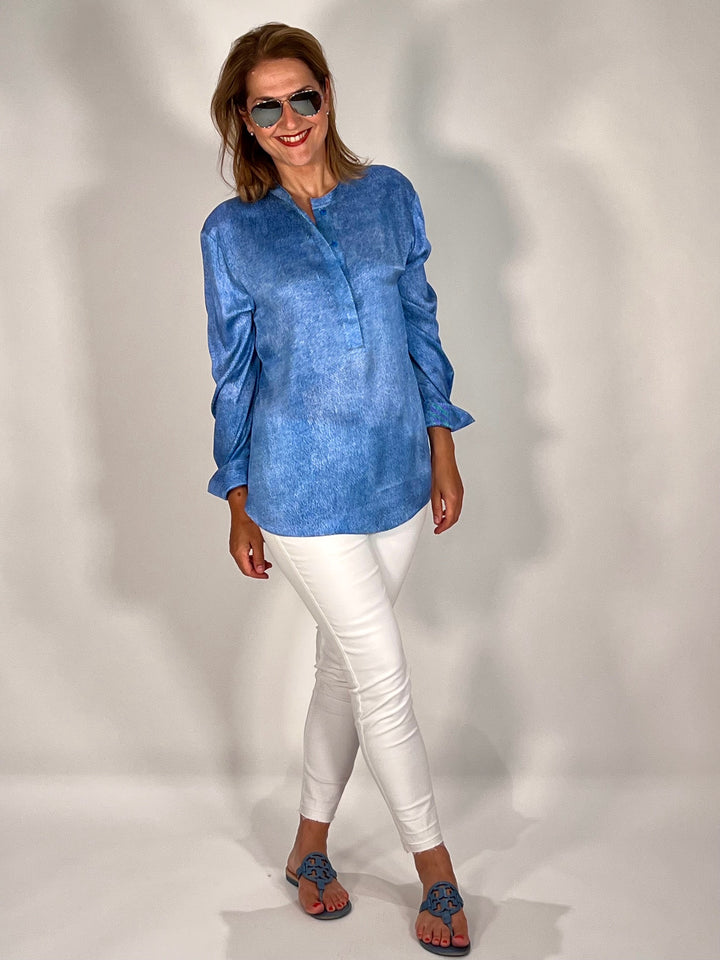 Silk blouse with Mao collar