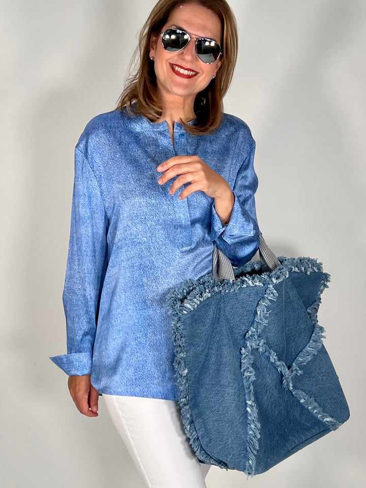 Silk blouse with Mao collar