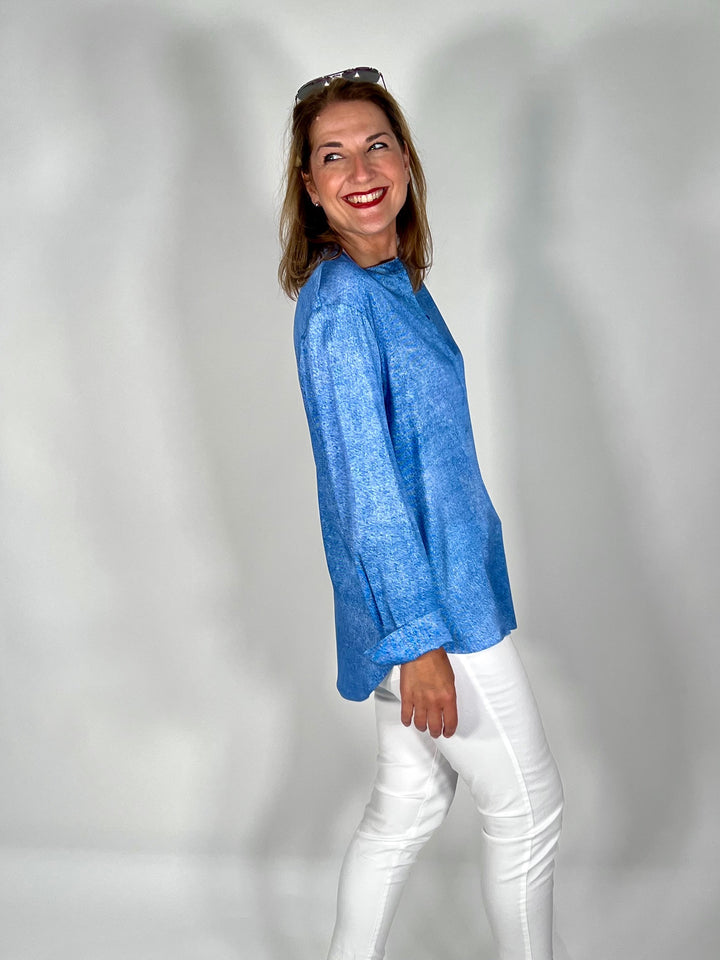 Silk blouse with Mao collar