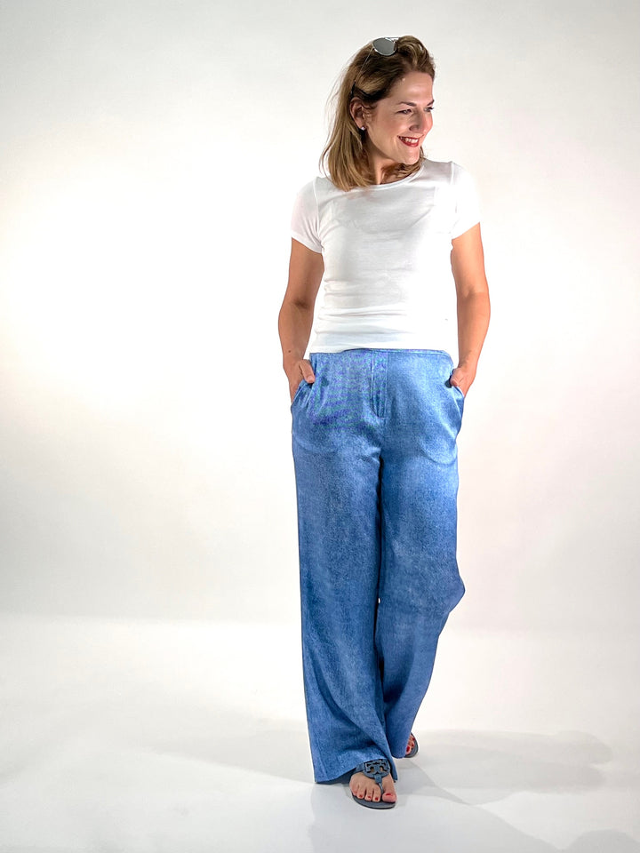 Pantalon en jean en soie