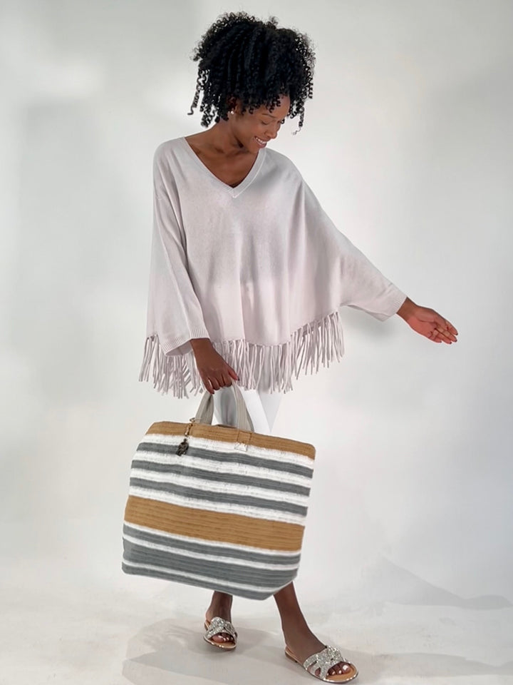 V-Neck Poncho mit Arm