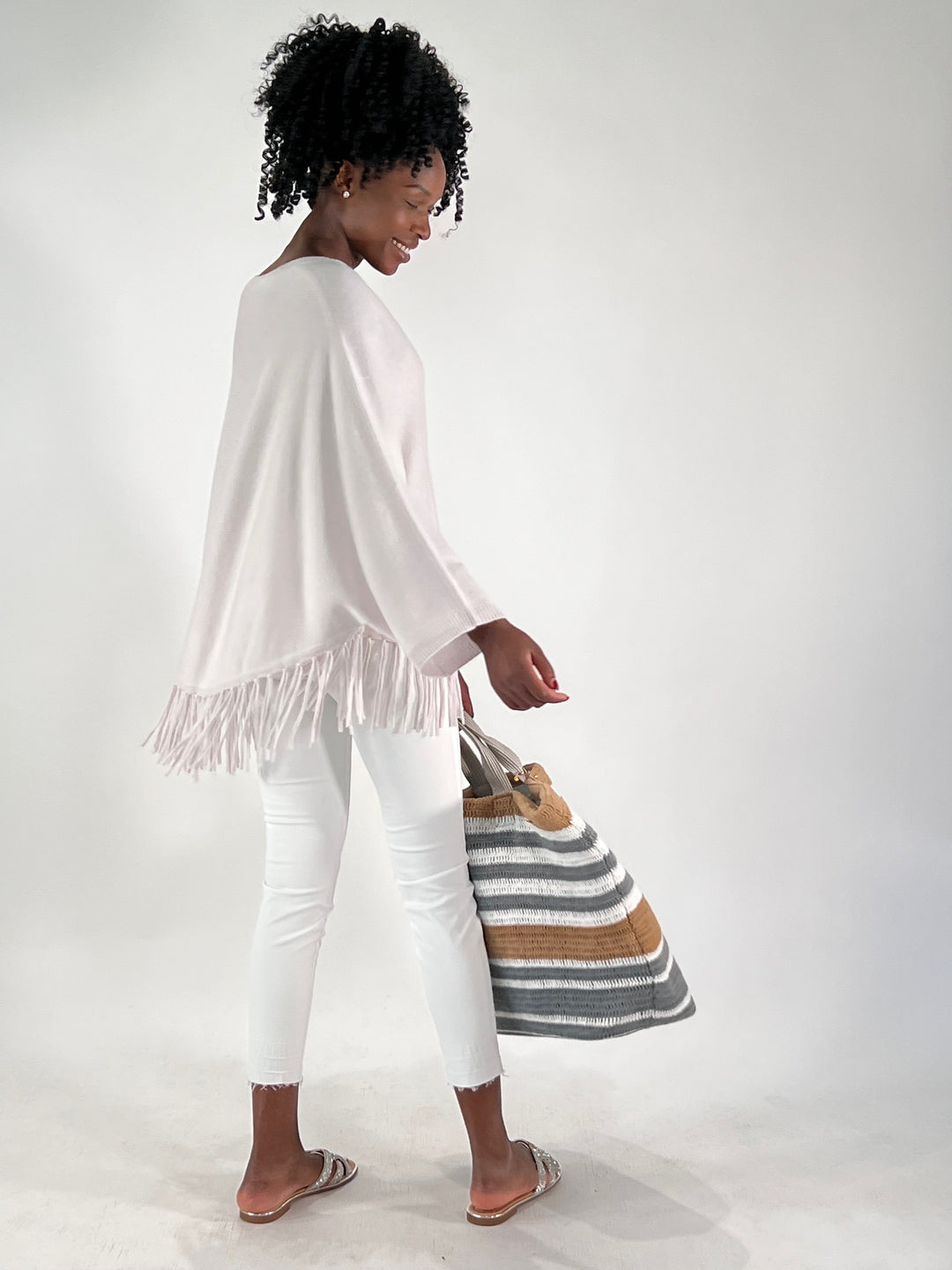 V-Neck Poncho mit Arm
