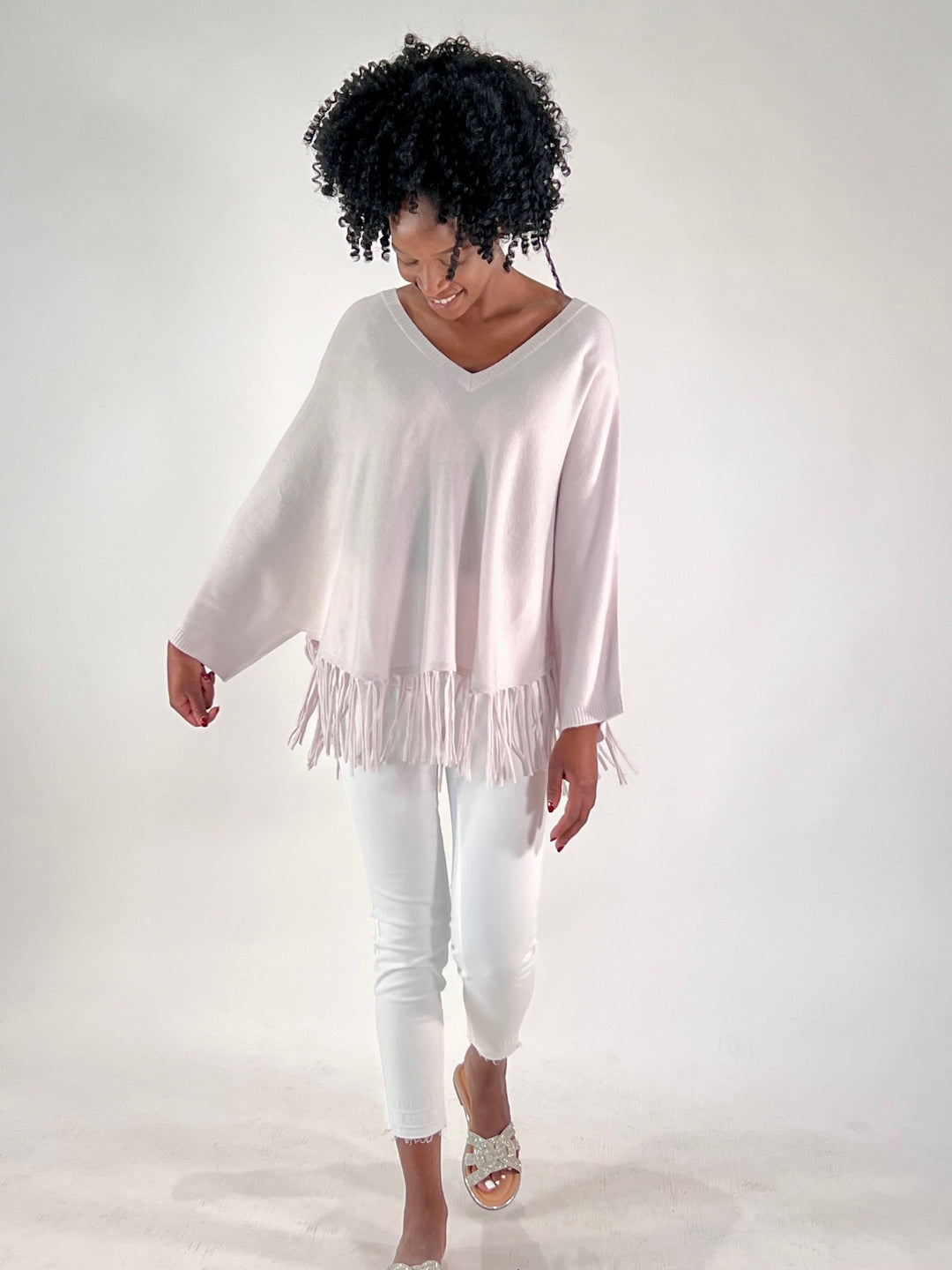 V-Neck Poncho mit Arm