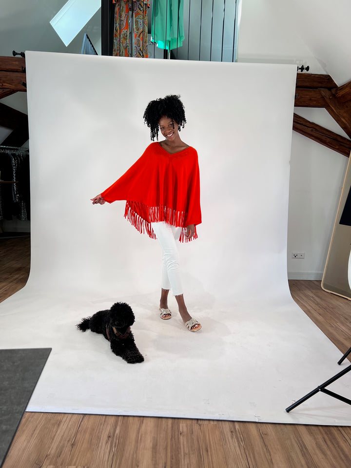 V-Neck Poncho mit Arm