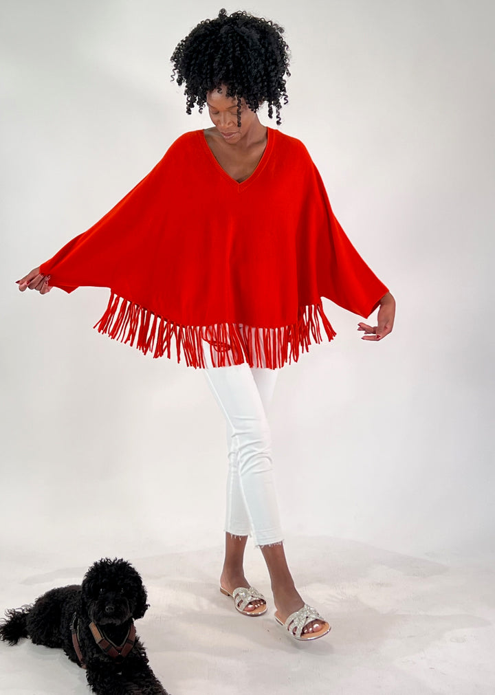 V-Neck Poncho mit Arm