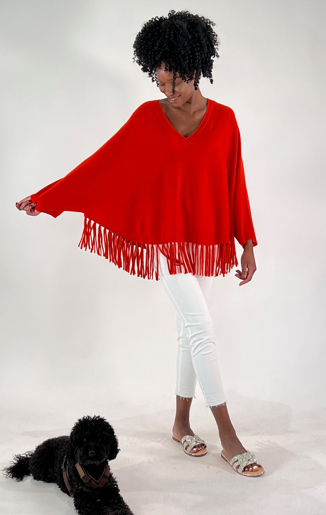 V-Neck Poncho mit Arm
