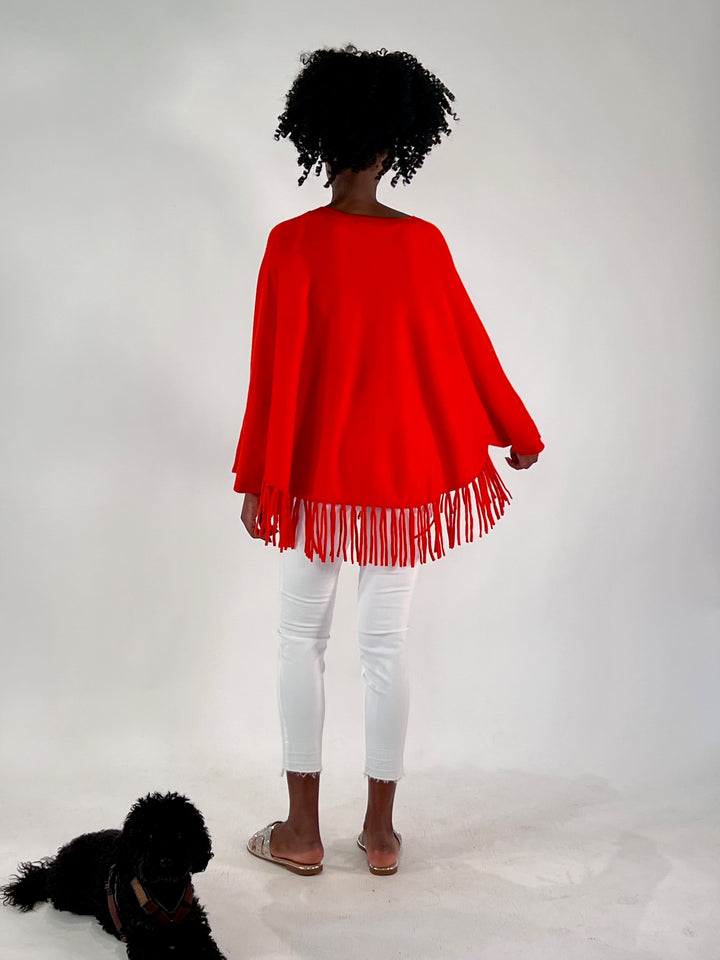 V-Neck Poncho mit Arm