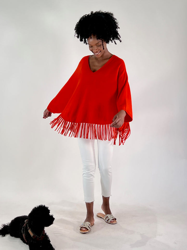 V-Neck Poncho mit Arm