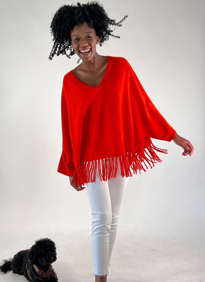 V-Neck Poncho mit Arm