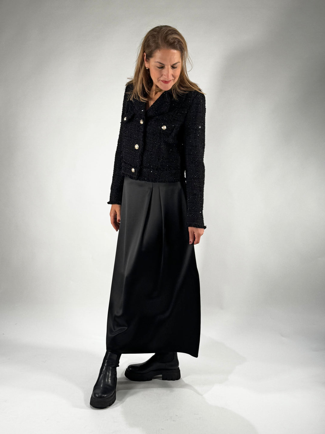 Satin-Rock Maxi in Black