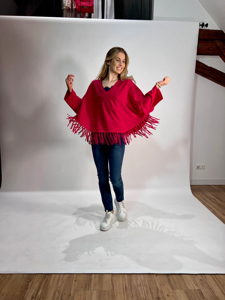 V-Neck Poncho mit Arm