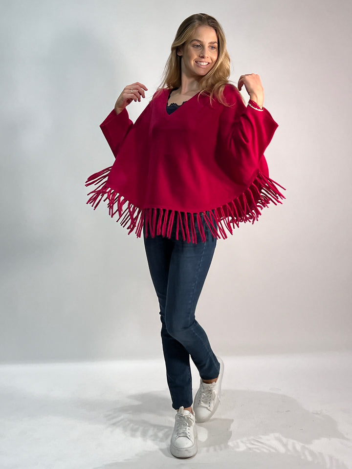 V-Neck Poncho mit Arm