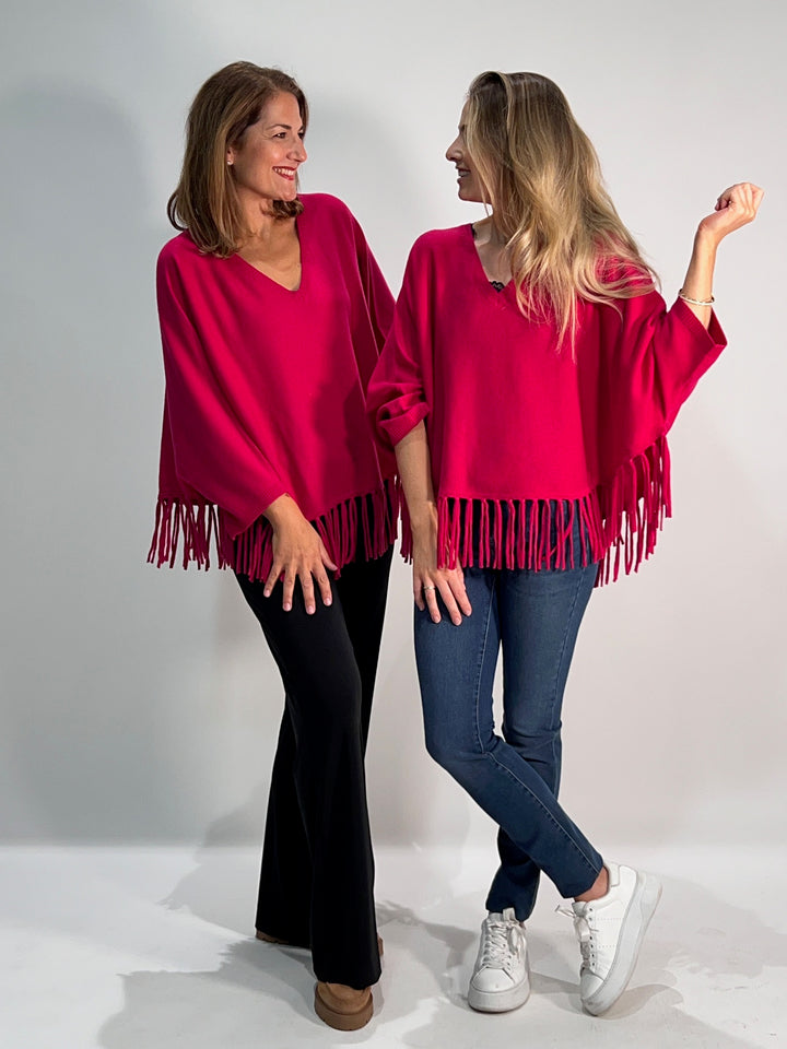 V-Neck Poncho mit Arm