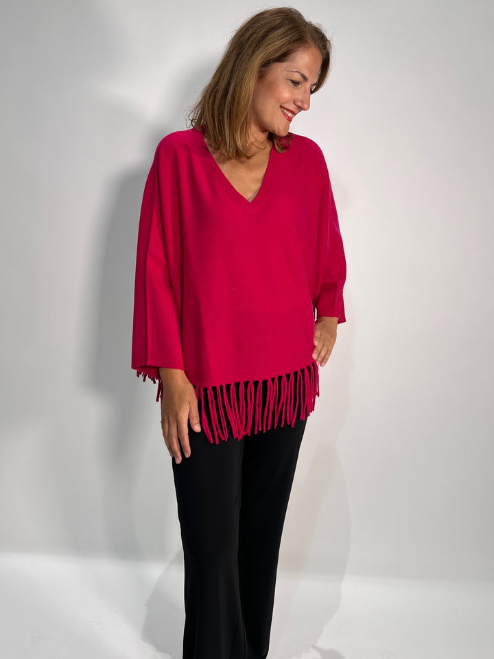 V-Neck Poncho mit Arm