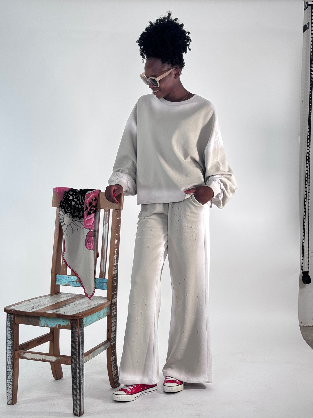 Sweat Tari,  Oversize mit Rosenprint