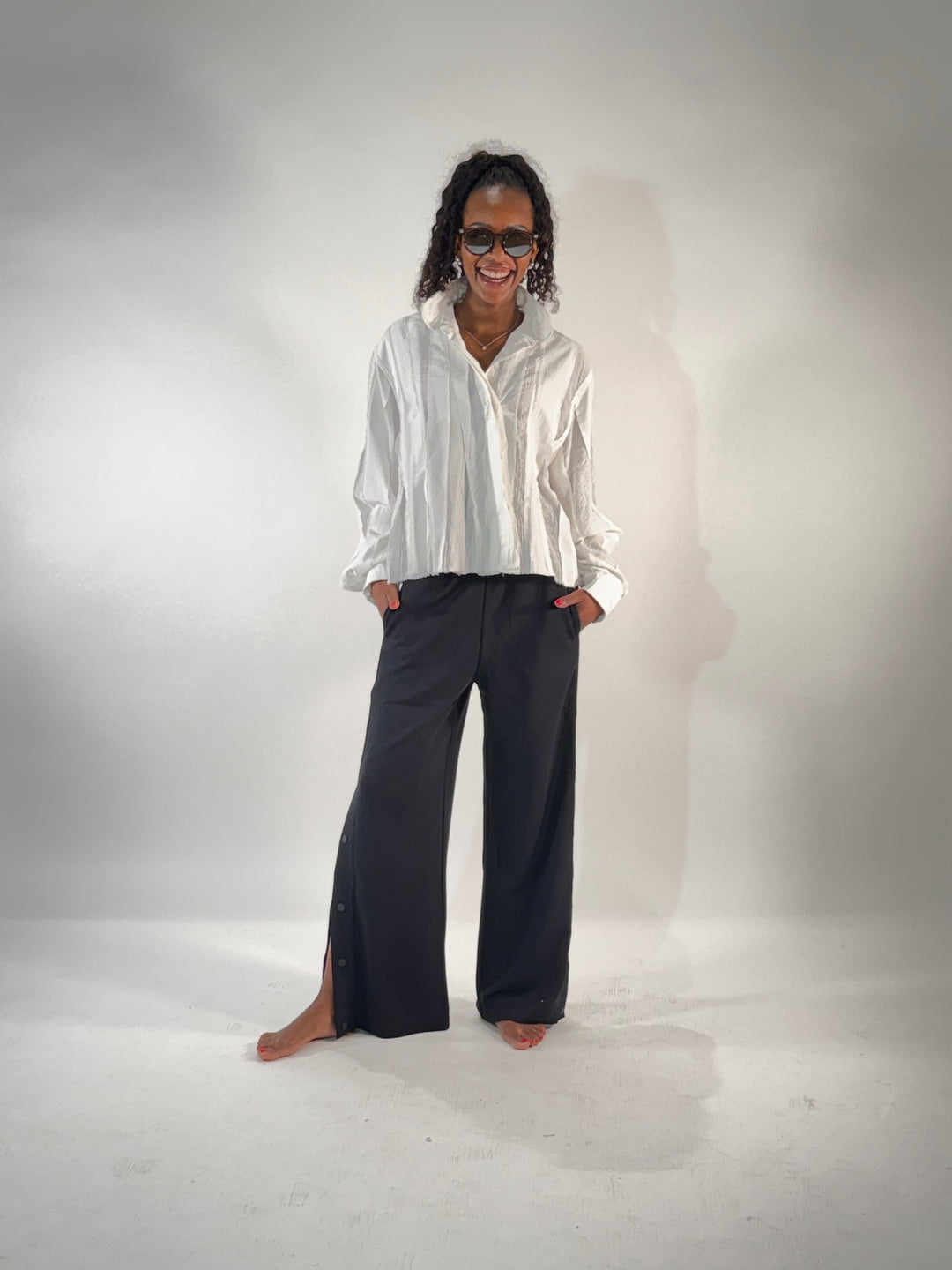 Sweat-Hose Hylo mit seitlicher Knopfleiste