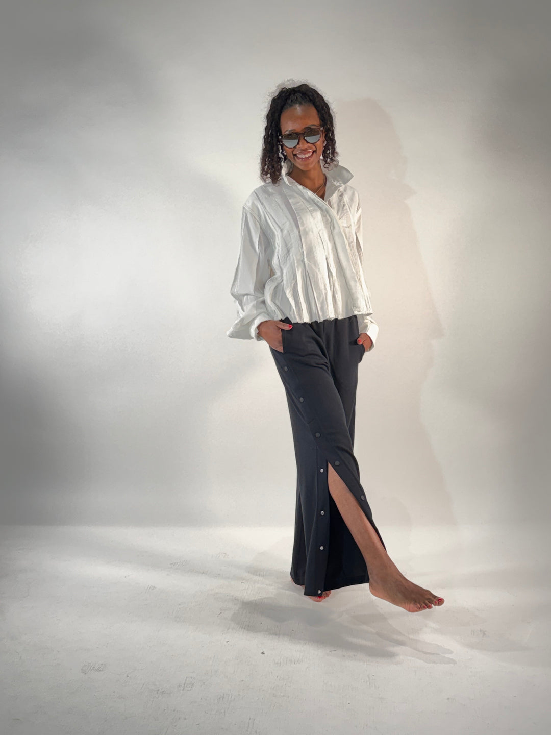 Sweat-Hose Hylo mit seitlicher Knopfleiste