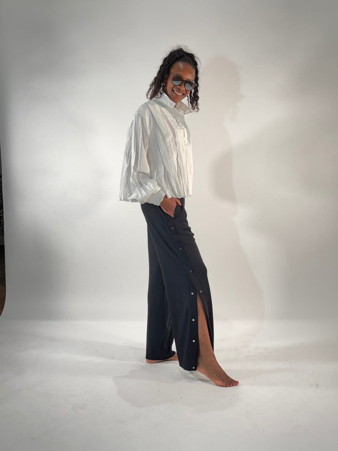 Sweat-Hose Hylo mit seitlicher Knopfleiste