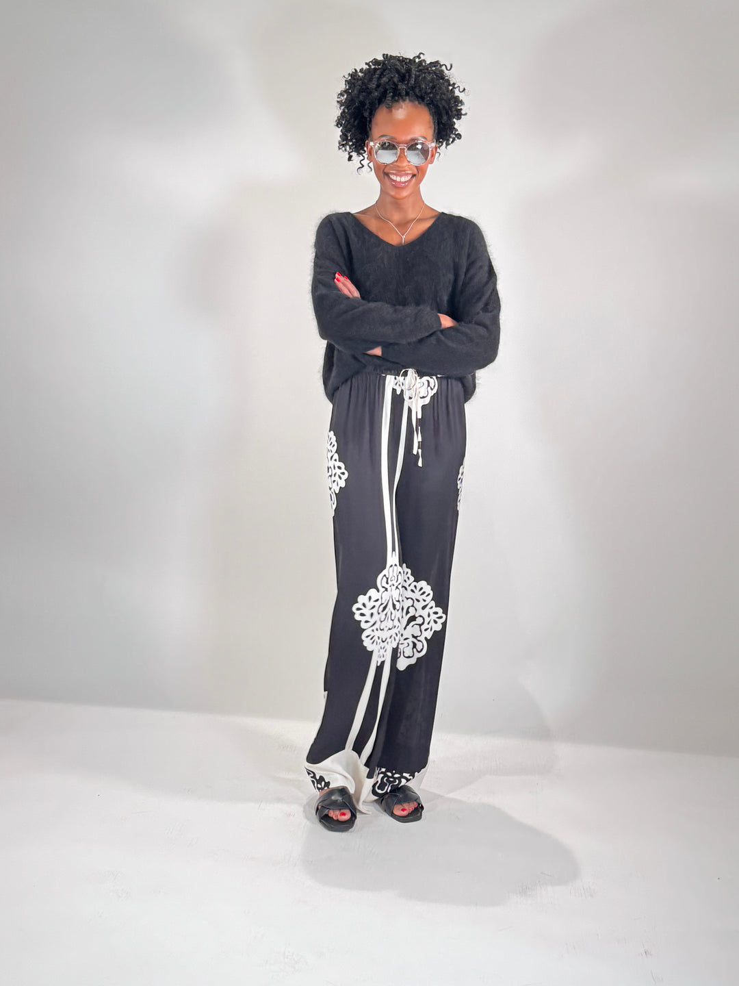 Palazzo-Hose mit Printmotiv