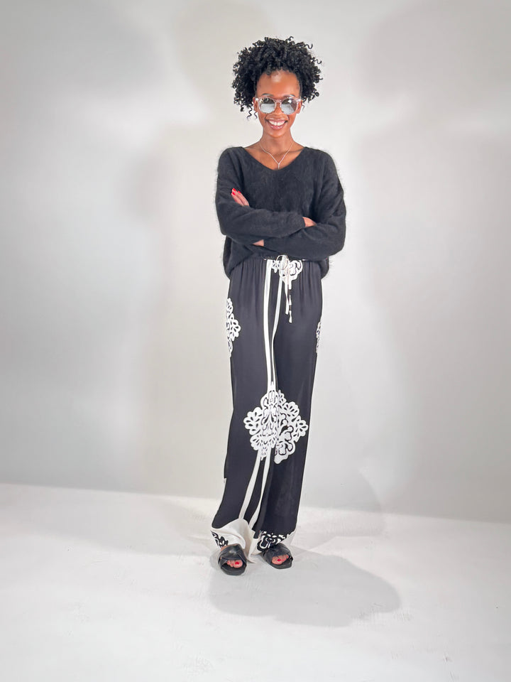 Palazzo-Hose mit Printmotiv