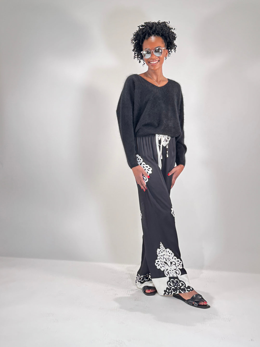 Palazzo-Hose mit Printmotiv