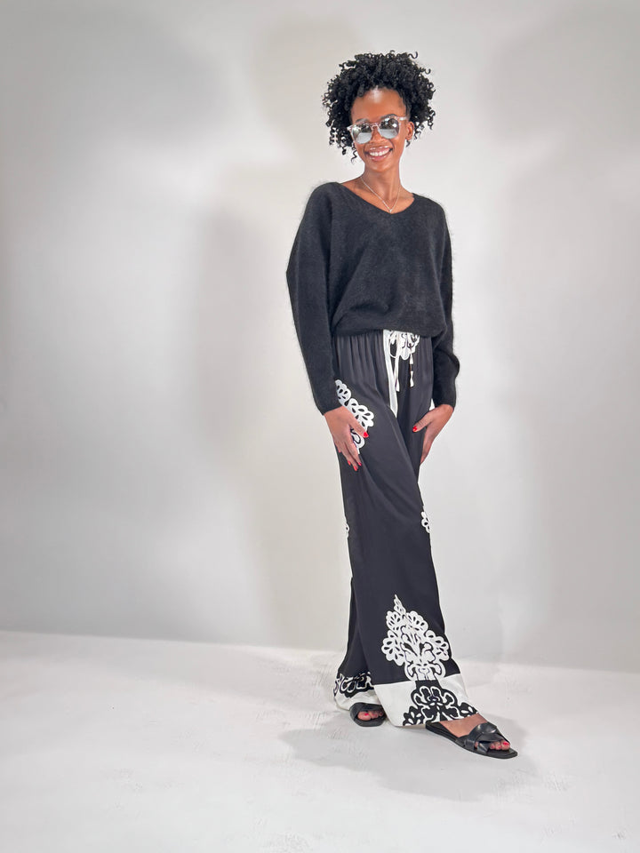 Palazzo-Hose mit Printmotiv