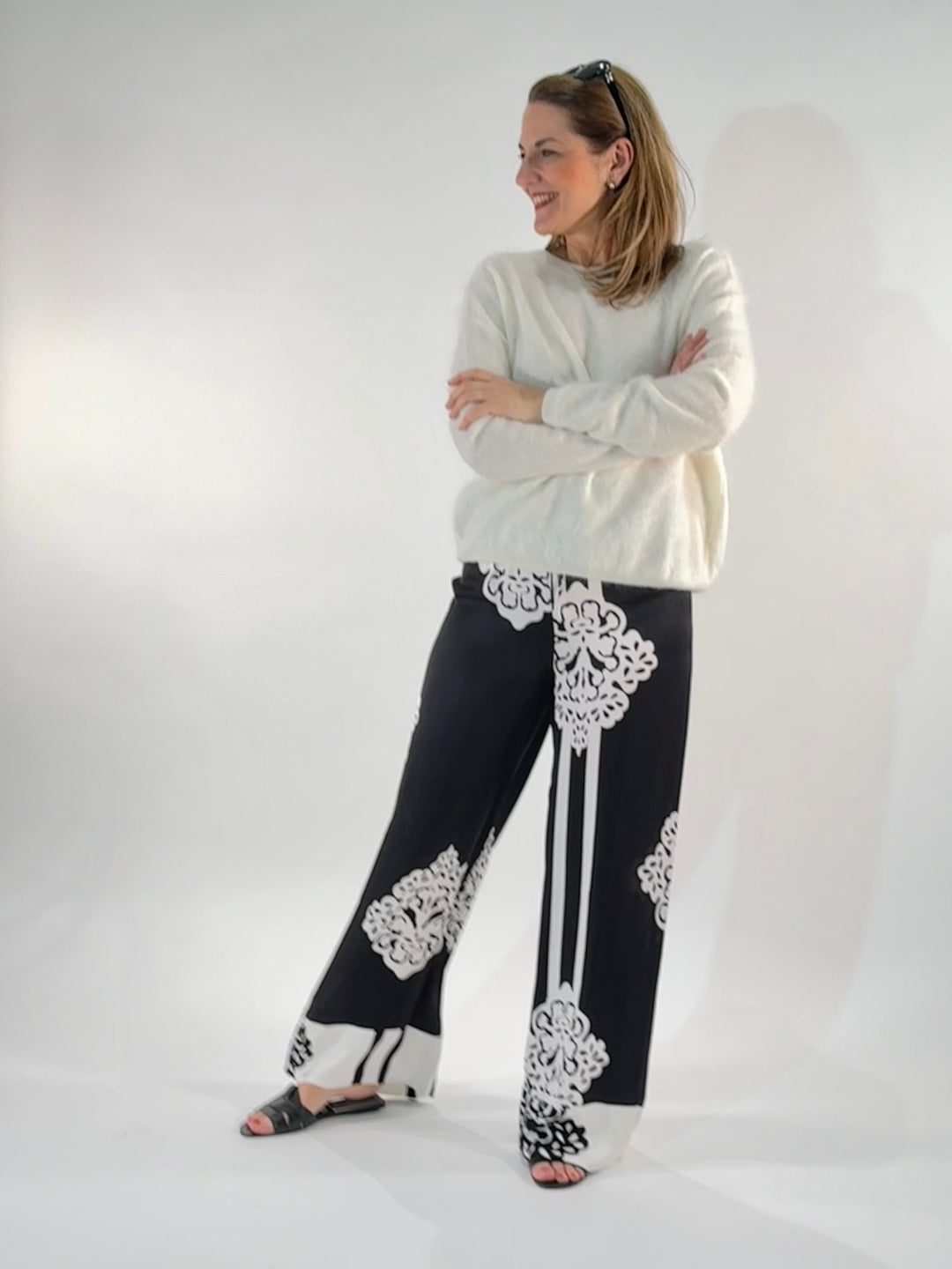 Palazzo-Hose mit Printmotiv
