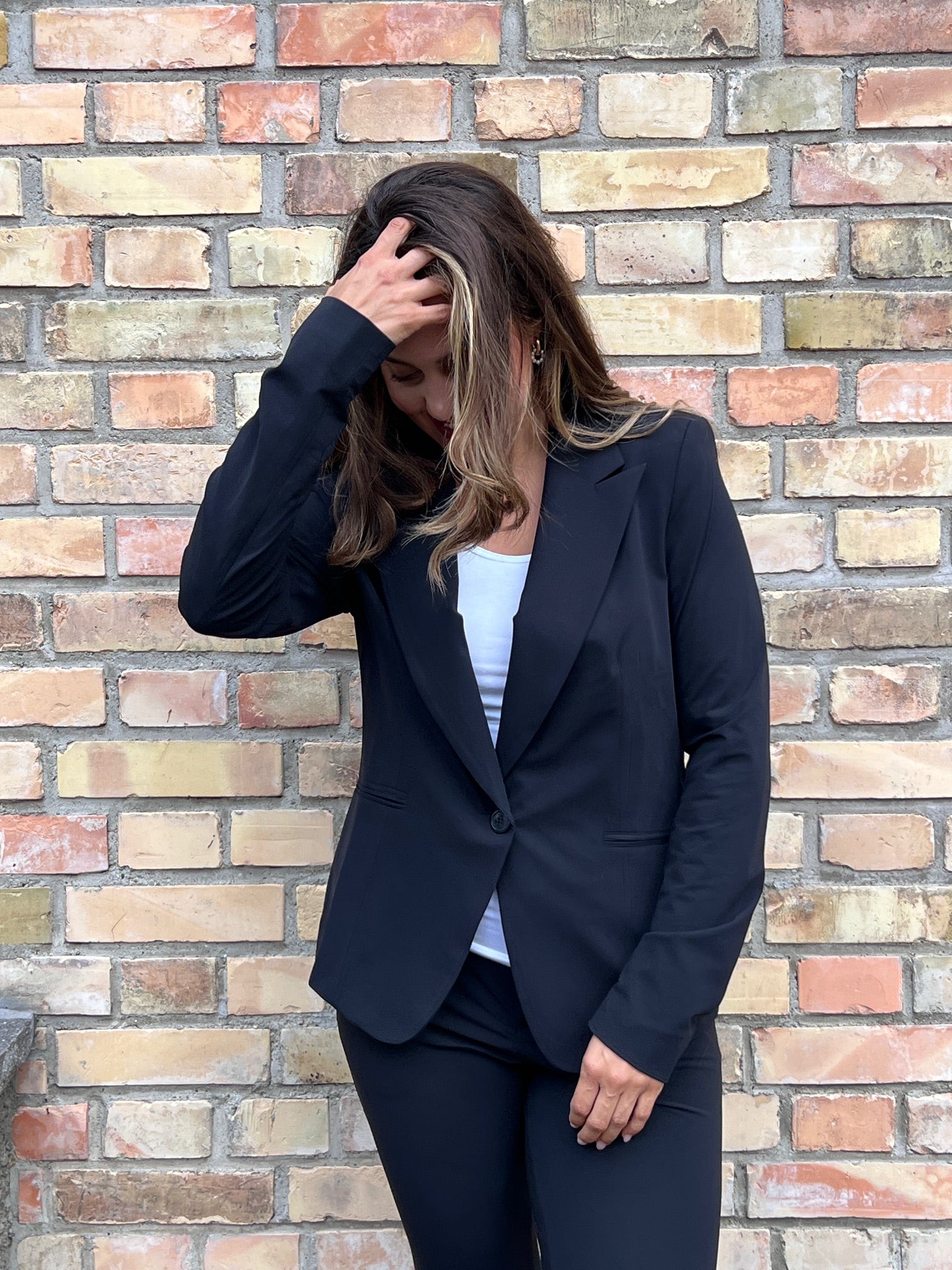 Black jersey blazer on sale