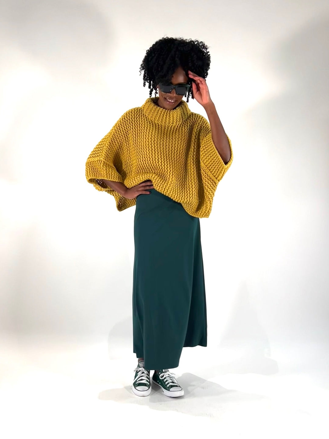 Poncho-Pulli im Linksstrick