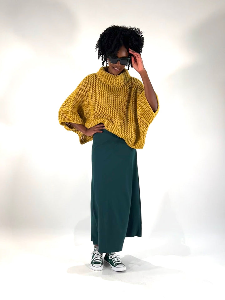 Poncho-Pulli im Linksstrick