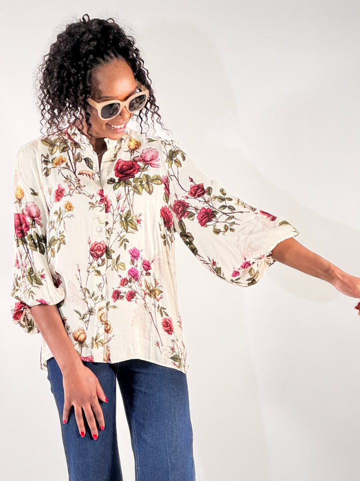 Bluse Greta im Rosen Print