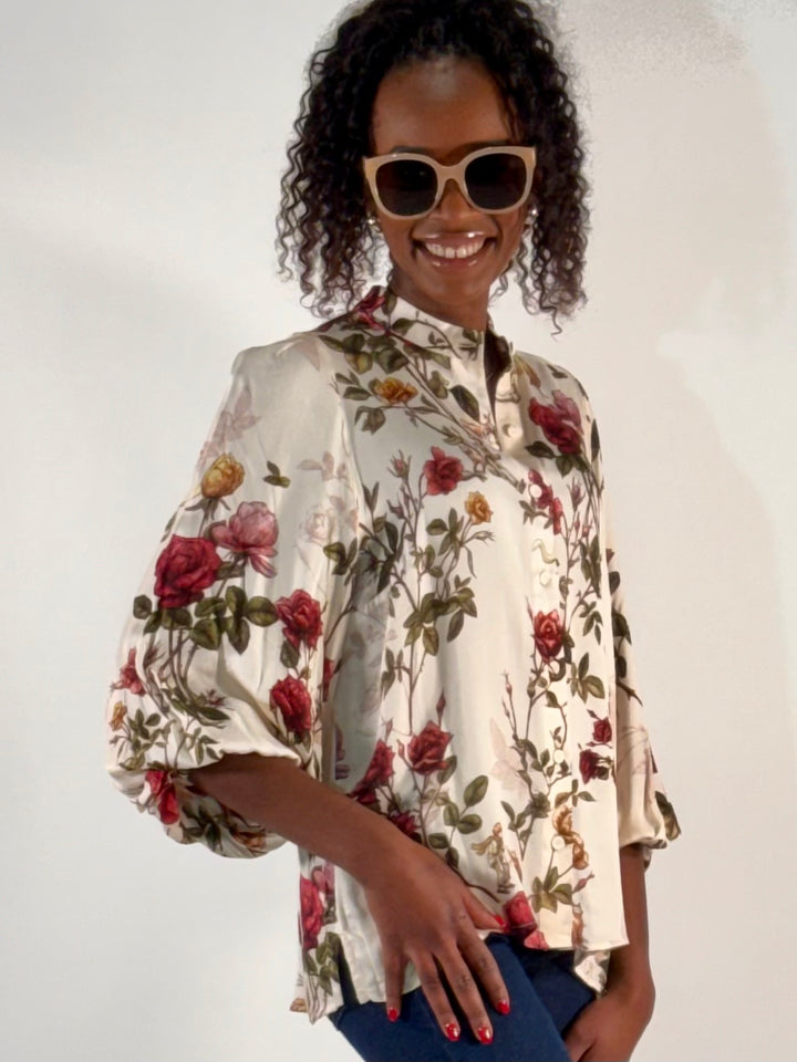 Bluse Greta im Rosen Print