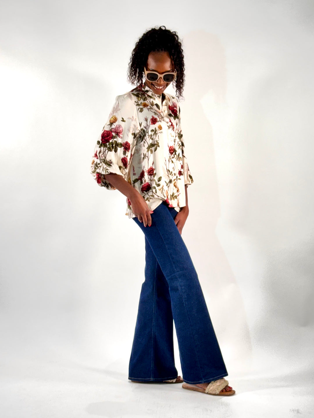 Bluse Greta im Rosen Print