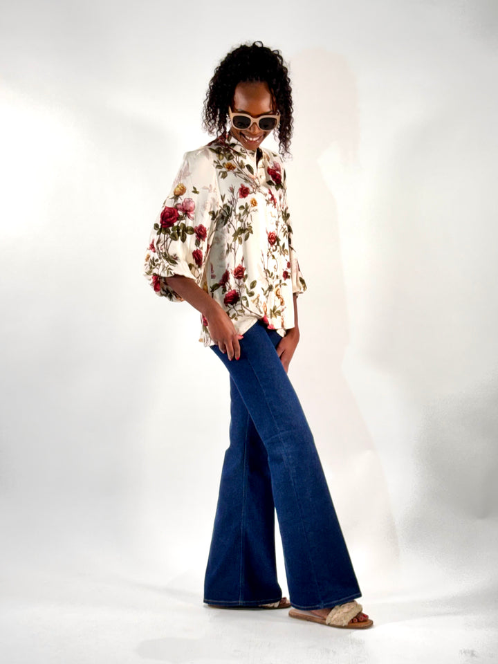 Bluse Greta im Rosen Print