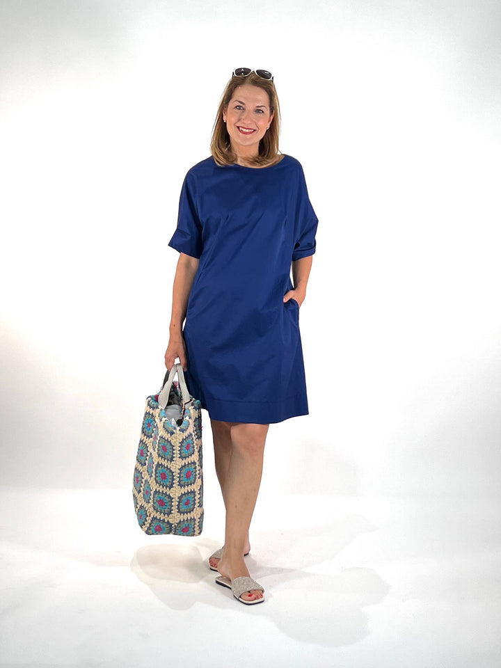 Dress with ruffle details royal blue