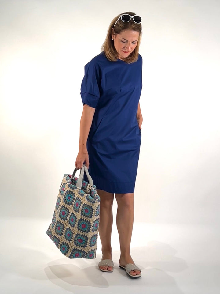 Dress with ruffle details royal blue