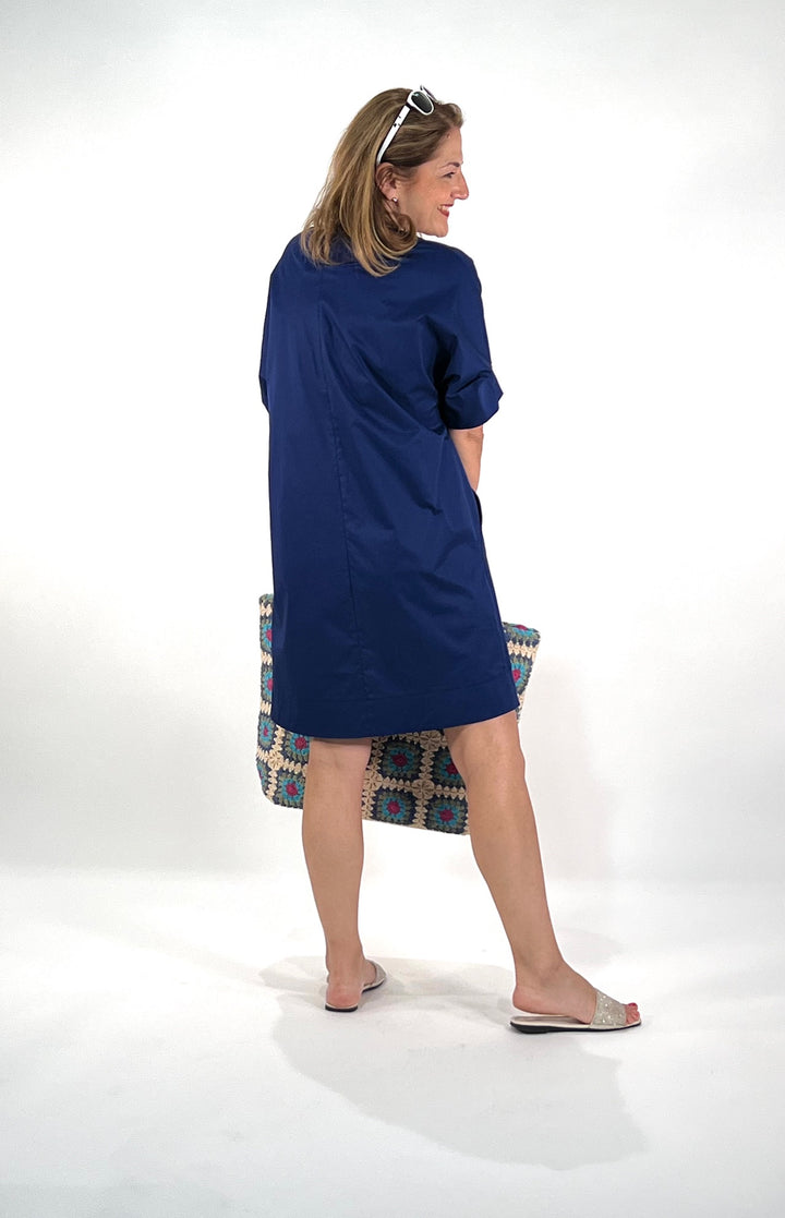 Dress with ruffle details royal blue
