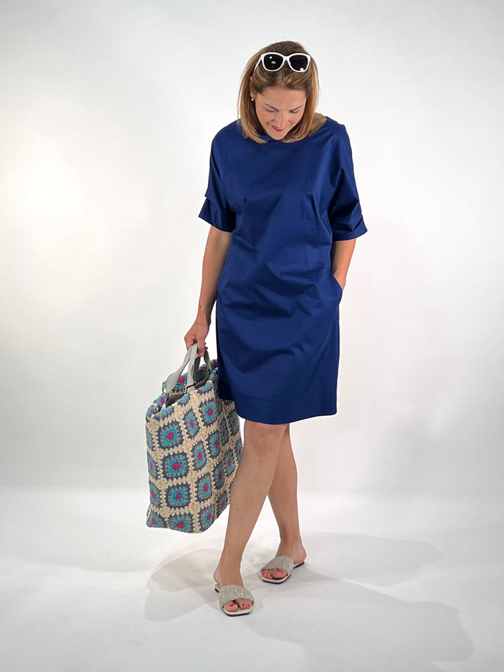 Dress with ruffle details royal blue