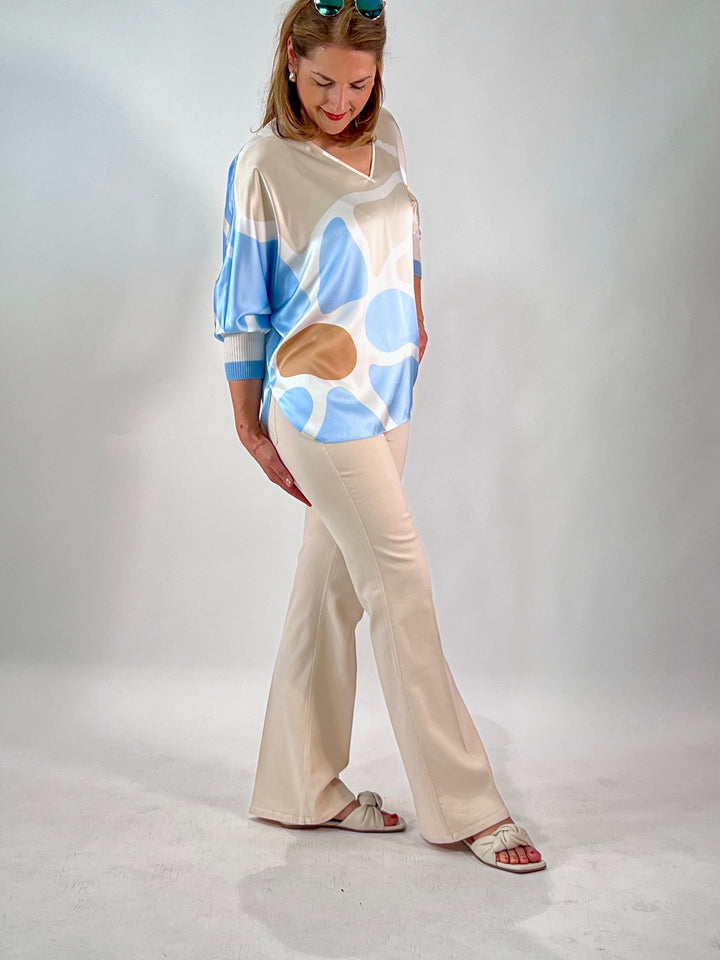 V-blouse oversize peachy with knitted cuffs