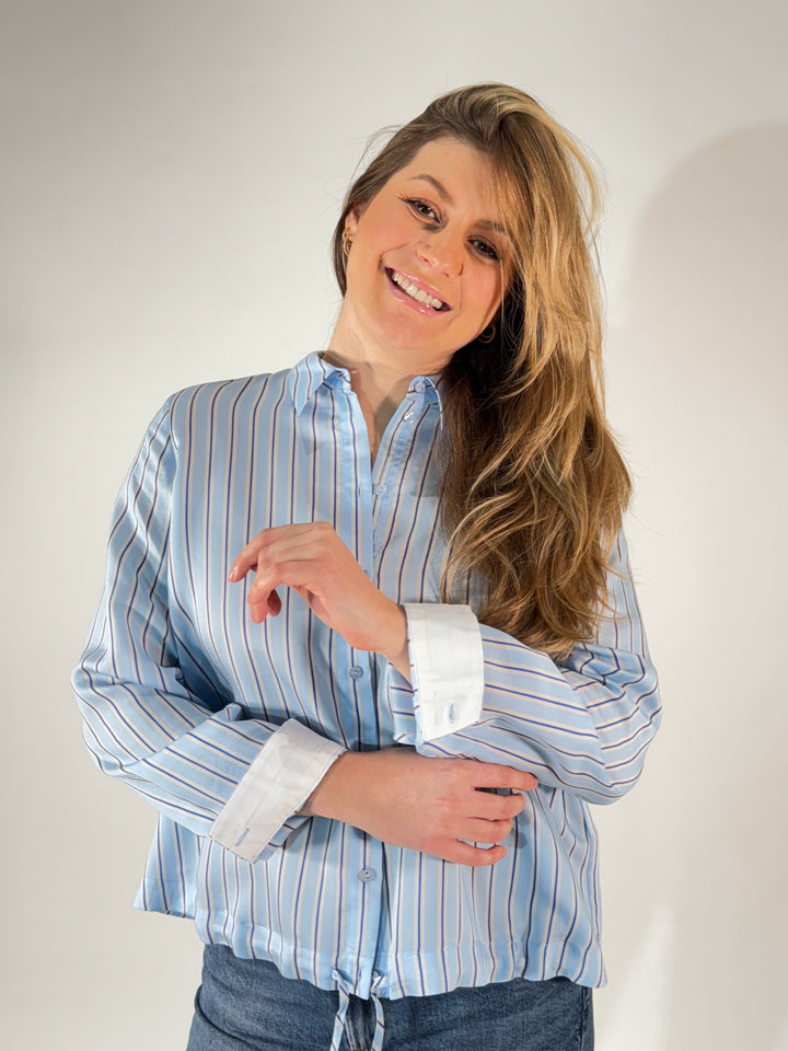 Gestreifte Bluse mit Kordelzug