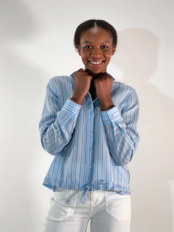 Gestreifte Bluse mit Kordelzug