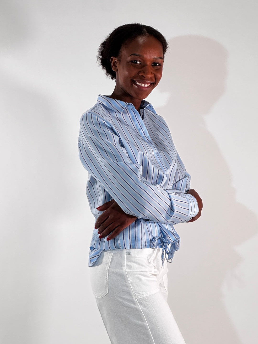 Gestreifte Bluse mit Kordelzug