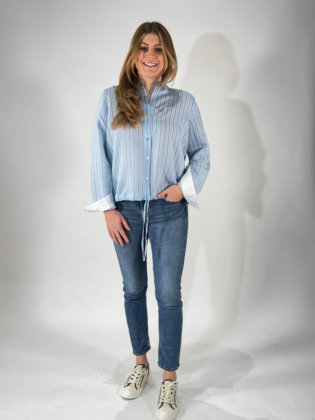 Gestreifte Bluse mit Kordelzug