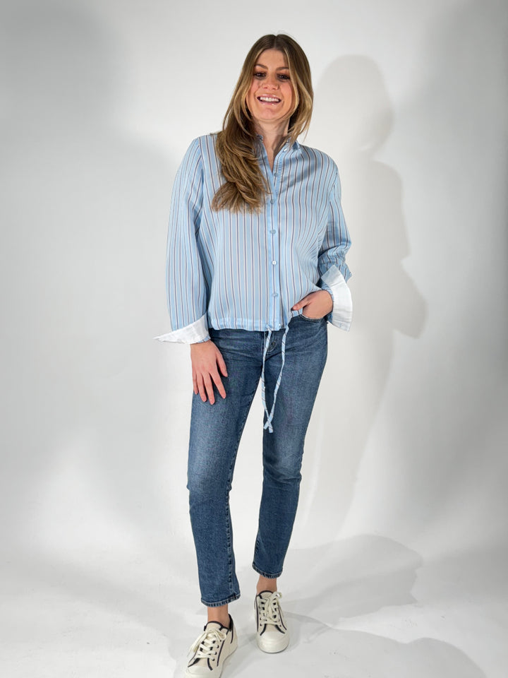 Gestreifte Bluse mit Kordelzug