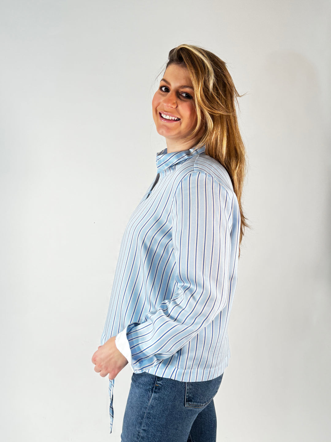 Gestreifte Bluse mit Kordelzug