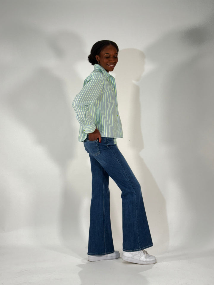 Bluse in Neon Yellow Stripe