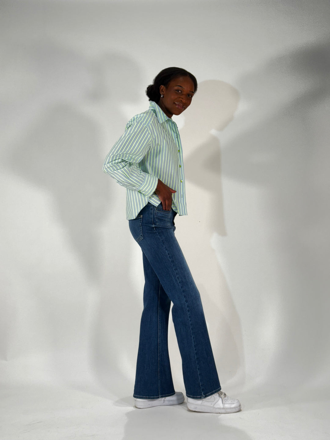 Bluse in Neon Yellow Stripe