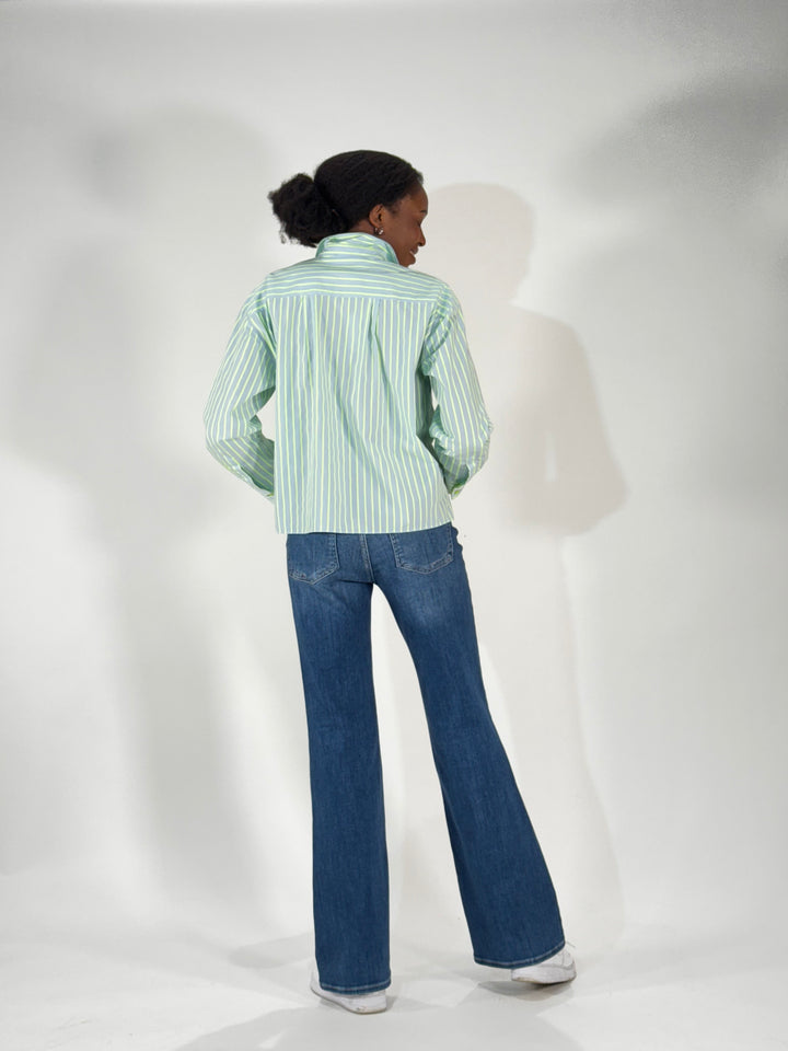 Bluse in Neon Yellow Stripe