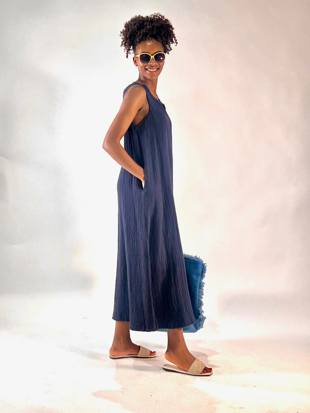 Muslin Maxi-Kleid ohne Arm – L'Adresse1