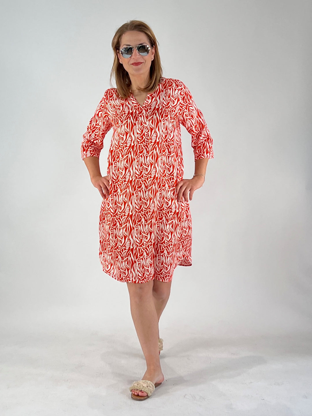 Viskose-Kleid mit V-Neck